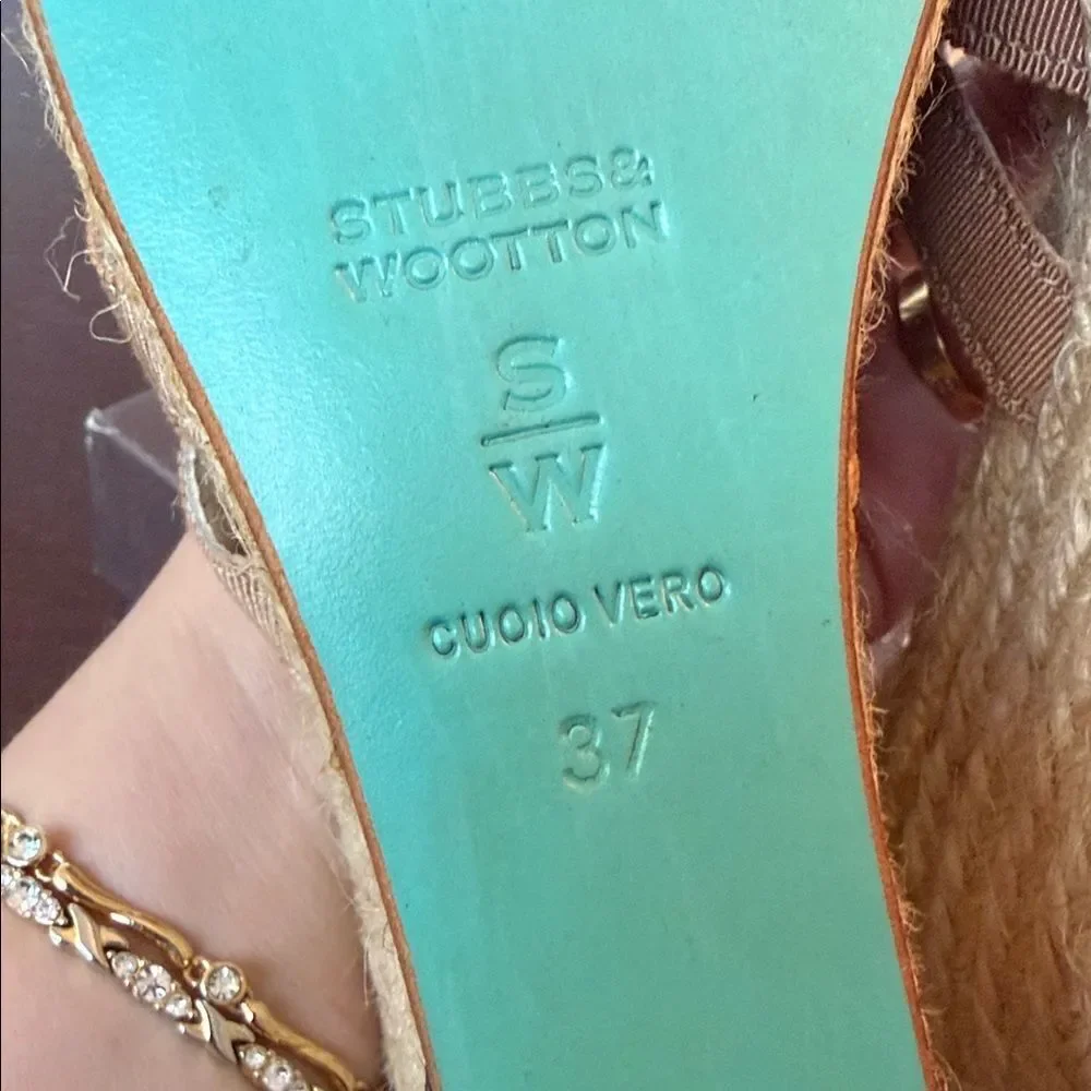 Stubbs & Wootton Tan Espadrille Slides 37